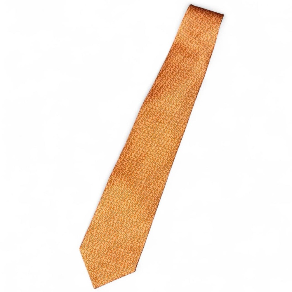 BVLGARI Orange Print Silk Tie